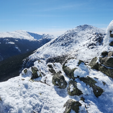 Mount Adams as seen from Mount Madison, Mount Washington in the background