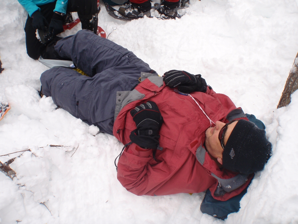 lying down on the job teaching  on the  snow