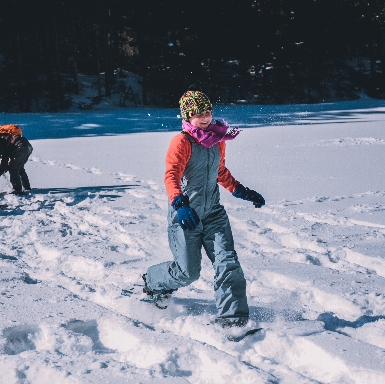 Kid snowshoeing!