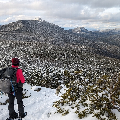 View of Franconia Ridge in winter from Mt Liberty